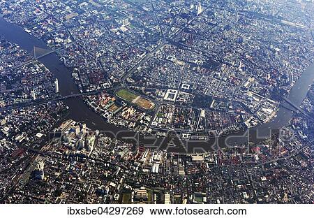 Luftbild von der Innenstadt, Historisches Stadtzentrum mit Fluss Chao Phraya, Stadtteil Bangkok Noi und Bangkok Yai, Bangkok, Thailand, Asien View Large Photo Image Stock Photo - Luftbild von der Innenstadt, Historisches Stadtzentrum mit Fluss Chao Phraya, Stadtteil Bangkok Noi und Bangkok Yai, Bangkok, Thailand, Asien. Fotosearch