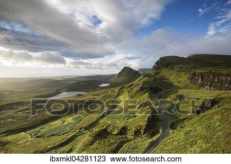 Morgenlicht in der Felsenlandschaft Quiraing, Isle of Skye, Schottland, Grossbritannien, Europa View Large Photo Image Stock Image - Morgenlicht in der Felsenlandschaft Quiraing, Isle of Skye, Schottland, Grossbritannien, Europa. Fotosearch