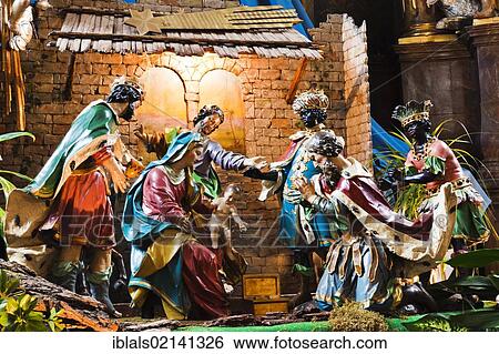 Stock Photograph - Nativity scene in the Mariahilferkirche church in Graz, Styria, Austria, Europe. Fotosearch