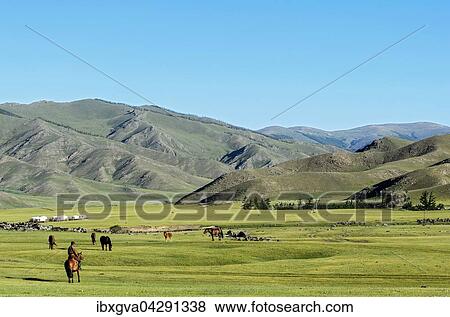 Nomaden in der kargen Landschaft im Orchon-Tal, Changai-Nuruu-Nationalpark, Oworchangai-Aimag, Mongolei, Asien View Large Photo Image Stock Photo - Nomaden in der kargen Landschaft im Orchon-Tal, Changai-Nuruu-Nationalpark, Oworchangai-Aimag, Mongolei, Asien. Fotosearch