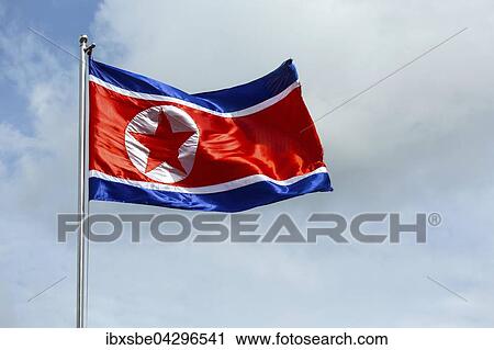 Nord-koreanische Flagge, Nordkorea-Fahne weht im Wind View Large Photo Image Stock Image - Nord-koreanische Flagge, Nordkorea-Fahne weht im Wind. Fotosearch