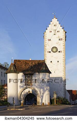Oberes Tor mit Wachturm, Pfullendorf, Linzgau, Oberschwaben, Baden-Wurttemberg, Deutschland, Europa View Large Photo Image Stock Photography - Oberes Tor mit Wachturm, Pfullendorf, Linzgau, Oberschwaben, Baden-Wurttemberg, Deutschland, Europa. Fotosearch