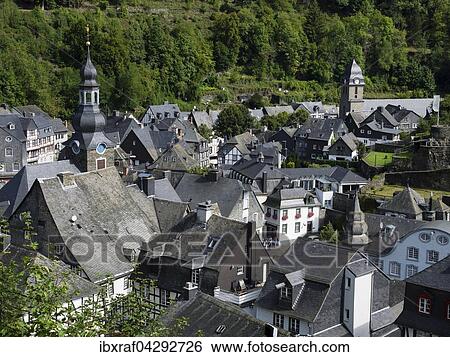 Ortsansicht, Monschau, Eifel, Nordrhein-Westfalen, Deutschland, Europa View Large Photo Image Stock Photograph - Ortsansicht, Monschau, Eifel, Nordrhein-Westfalen, Deutschland, Europa. Fotosearch