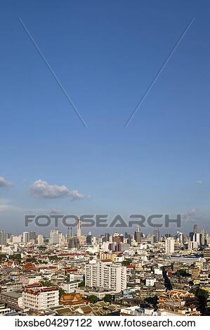 Panorama-Blick, Skyline vom Grand China Princess Hotel, Stadtansicht mit Baiyoke Tower, Chinatown, Bangkok, Thailand, Asien View Large Photo Image Stock Image - Panorama-Blick, Skyline vom Grand China Princess Hotel, Stadtansicht mit Baiyoke Tower, Chinatown, Bangkok, Thailand, Asien. Fotosearch