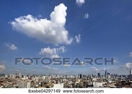 Panorama-Blick vom Grand China Princess Hotel, Skyline, Stadtansicht mit Baiyoke Tower, Chinatown, Bangkok, Thailand, Asien View Large Photo Image Stock Photo - Panorama-Blick vom Grand China Princess Hotel, Skyline, Stadtansicht mit Baiyoke Tower, Chinatown, Bangkok, Thailand, Asien. Fotosearch
