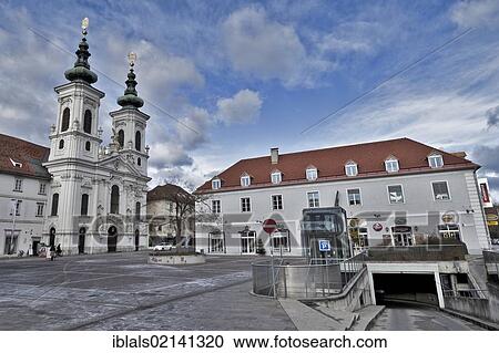 Stock Image - Pilgrimage church, monastery and parish church Mariahilf of the Conventual Franciscans, Graz, Styria, Austria, Europe. Fotosearch