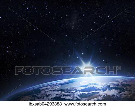 Planet Erde, Sonnenaufgang View Large Photo Image Stock Photo - Planet Erde, Sonnenaufgang. Fotosearch