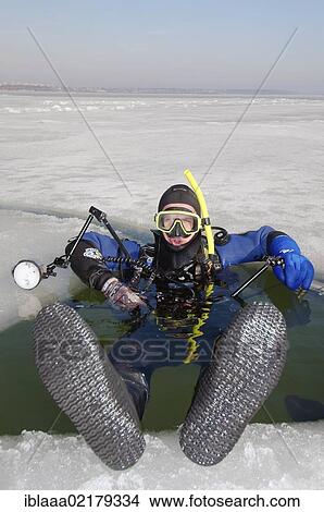 Preparations for subglacial diving, ice diving in the frozen Black Sea, a rare phenomenon which last occured in 1977, Odessa, Ukraine, Eastern Europe, Europe View Large Photo Image Picture - Preparations for subglacial diving, ice diving in the frozen Black Sea, a rare phenomenon which last occured in 1977, Odessa, Ukraine, Eastern Europe, Europe. Fotosearch