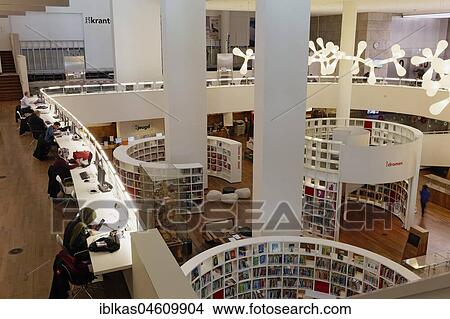Reading room in the public library, Openbaare Bibliotheek Amsterdam, architect Joe Coenen, Amsterdam, Holland, Netherlands View Large Photo Image Picture - Reading room in the public library, Openbaare Bibliotheek Amsterdam, architect Joe Coenen, Amsterdam, Holland, Netherlands. Fotosearch