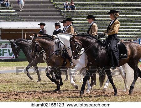 Riders wearing traditional dress demonstrating their skills in a show program at the Pferd International Muenchen, International Horse Show in Munich, Bavaria, Germany, Europe View Large Photo Image Stock Image - Riders wearing traditional dress demonstrating their skills in a show program at the Pferd International Muenchen, International Horse Show in Munich, Bavaria, Germany, Europe. Fotosearch