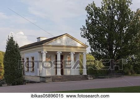 Stock Photography - Roman house, classicistic building with antique portico, Park an der Ilm, Weimar, Thuringia, Germany, Europe. Fotosearch