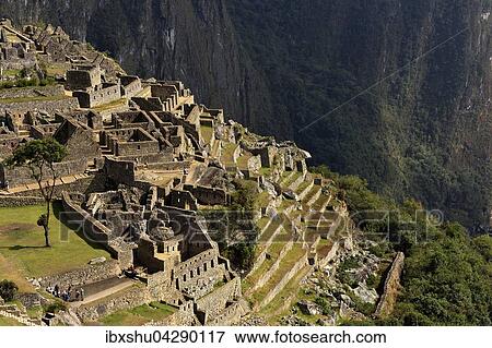 Ruinenstadt, Inkastadt Machu Picchu, UNESCO Weltkulturerbe, Urubambatal, Provinz Cusco, Peru, Sudamerika View Large Photo Image Stock Photo - Ruinenstadt, Inkastadt Machu Picchu, UNESCO Weltkulturerbe, Urubambatal, Provinz Cusco, Peru, Sudamerika. Fotosearch