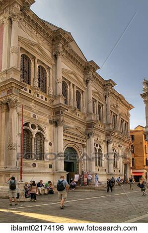 Stock Photograph - Scuola Grande di San Rocco with Tintoretto's world-famous exhibition, Tintoretto painted 56 pictures here in 23 years, Venice, Veneto, Italy, Europe. Fotosearch
