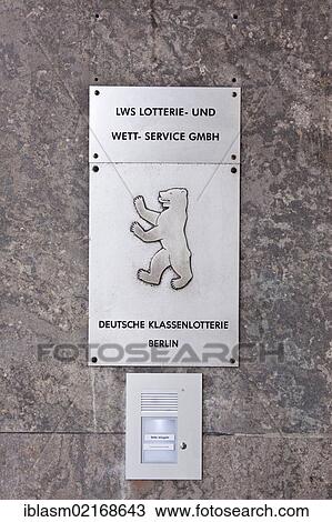 Stock Image - Sign, Deutsche Klassenlotterie Berlin, LWS Lotterie- und Wettservice GmbH, German lottery company, Berlin, Germany, Europe. Fotosearch