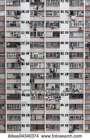 Sky scraper front with external air conditioners, Ping Shek Estate, housing development from 1970, Kwun Tong District, Kowloon, Hong Kong, China, Asia View Large Photo Image Picture - Sky scraper front with external air conditioners, Ping Shek Estate, housing development from 1970, Kwun Tong District, Kowloon, Hong Kong, China, Asia. Fotosearch