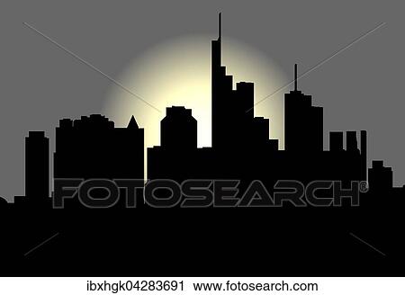 Stock Image - Skyline, Frankfurt am Main vor Sonnenuntergang. Fotosearch