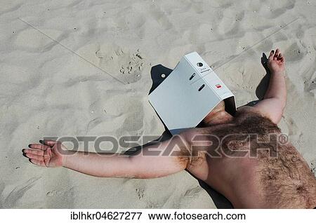 Stock Photo - Special sun protection on the beach, Berlin, Germany, Europe. Fotosearch