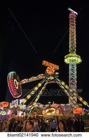 Spectacular amusement rides at the Oktoberfest in Munich, at night, Munich, Upper Bavaria, Bavaria, Germany, Europe View Large Photo Image Stock Image - Spectacular amusement rides at the Oktoberfest in Munich, at night, Munich, Upper Bavaria, Bavaria, Germany, Europe. Fotosearch
