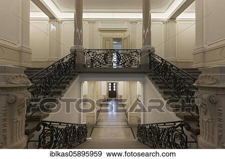 Stock Photo - Staircase in the Goethe and Schiller Archive, Literature Archive, Weimar, Thuringia, Germany, Europe. Fotosearch