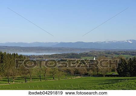 Starnberger See vor den Alpen von der Ilkahohe gesehen, Tutzing, Funfseenland, Oberbayern, Bayern, Deutschland, Europa View Large Photo Image Stock Photo - Starnberger See vor den Alpen von der Ilkahohe gesehen, Tutzing, Funfseenland, Oberbayern, Bayern, Deutschland, Europa. Fotosearch