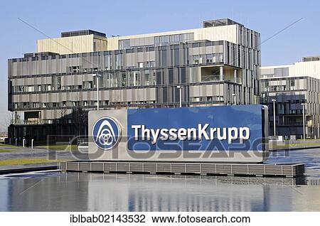 Stock Image - ThyssenKrupp, headquarters, Krupp town, steel industry, Essen, Ruhr Area, North Rhine-Westphalia, Germany, Europe, PublicGround, Europe. Fotosearch