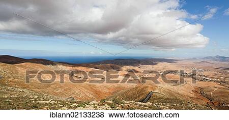 Stock Photo - View from Mirador Morro Velosa on Fuerteventura, Canary Islands, Spain, Europe. Fotosearch
