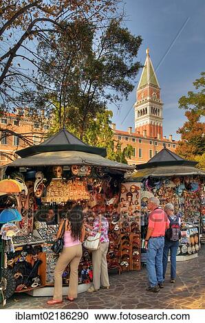 View towards the Campanile di San Marco, St. Mark's Tower, built from 888-911, symbol of the city on St. Mark's Square, with souvenir stalls at the front, Venice, Veneto, Italy, Europe View Large Photo Image Stock Image - View towards the Campanile di San Marco, St. Mark's Tower, built from 888-911, symbol of the city on St. Mark's Square, with souvenir stalls at the front, Venice, Veneto, Italy, Europe. Fotosearch