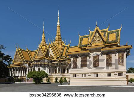 Wartehalle Hor Samrith Phimean vor der Thronhalle Preah Tineang Tevea Vinichhay, Konigspalast, Phnom Penh, Kambodscha, Asien View Large Photo Image Stock Photograph - Wartehalle Hor Samrith Phimean vor der Thronhalle Preah Tineang Tevea Vinichhay, Konigspalast, Phnom Penh, Kambodscha, Asien. Fotosearch