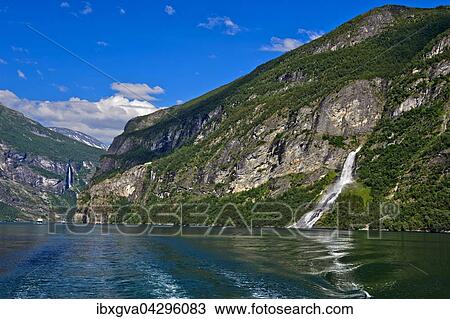 Wasserfall Der Freier am Geirangerfjord, UNESCO-Weltnaturerbe Geirangerfjord bei Geiranger, Norwegen, Europa View Large Photo Image Stock Image - Wasserfall Der Freier am Geirangerfjord, UNESCO-Weltnaturerbe Geirangerfjord bei Geiranger, Norwegen, Europa. Fotosearch