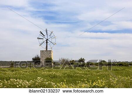 Windmill in Majorca, Balearic Islands, Spain, Europe View Large Photo Image Stock Photo - Windmill in Majorca, Balearic Islands, Spain, Europe. Fotosearch
