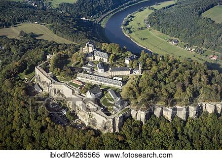 Aerial view, Konigstein fortress, monument, Konigstein, Saxony, Germany, Europe View Large Photo Image Stock Photography - Aerial view, Konigstein fortress, monument, Konigstein, Saxony, Germany, Europe. Fotosearch