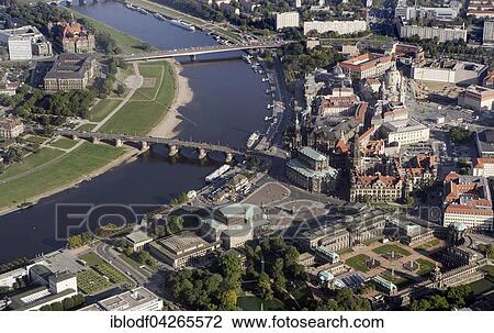 Stock Image - Aerial view, old town, Elbe, Church of Our Lady, Dresden Castle, Zwinger, Semper Opera House, Dresden Cathedral, Dresden, Saxony, Germany, Europe. Fotosearch