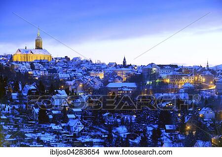 Annaberg-Buchholz, at dusk in winter, Ore Mountains, Erzgebirge, Saxony, Germany, Europe View Large Photo Image Picture - Annaberg-Buchholz, at dusk in winter, Ore Mountains, Erzgebirge, Saxony, Germany, Europe. Fotosearch
