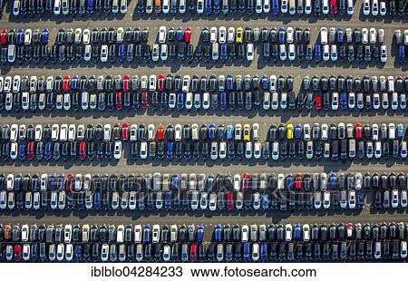 Stock Image - Automobile import, car stockpile, sales, Zulpich, Rhineland, North Rhine-Westphalia, Germany, Europe. Fotosearch
