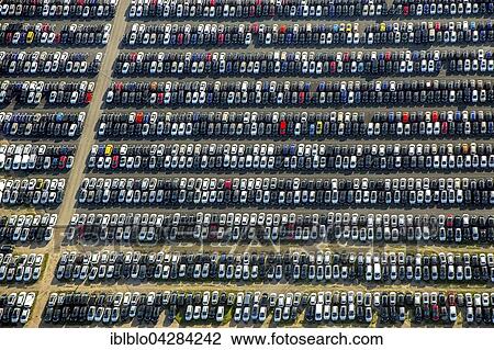 Stock Image - Automobile import, car stockpile, sales, Zulpich, Rhineland, North Rhine-Westphalia, Germany, Europe. Fotosearch