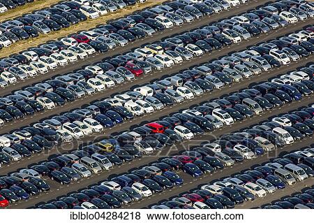 Stock Photo - Automobile import, car stockpile, sales, Zulpich, Rhineland, North Rhine-Westphalia, Germany, Europe. Fotosearch