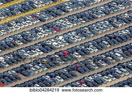 Stock Photo - Automobile import, car stockpile, sales, Zulpich, Rhineland, North Rhine-Westphalia, Germany, Europe. Fotosearch