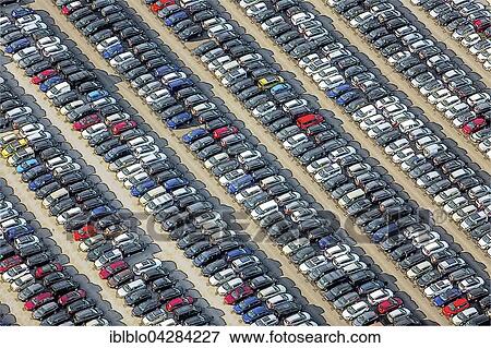 Stock Photo - Automobile import, car stockpile, sales, Zulpich, Rhineland, North Rhine-Westphalia, Germany, Europe. Fotosearch