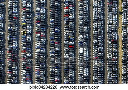 Stock Photo - Automobile import, car stockpile, sales, Zulpich, Rhineland, North Rhine-Westphalia, Germany, Europe. Fotosearch