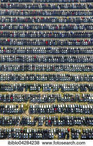 Stock Photo - Automobile import, car stockpile, sales, Zulpich, Rhineland, North Rhine-Westphalia, Germany, Europe. Fotosearch