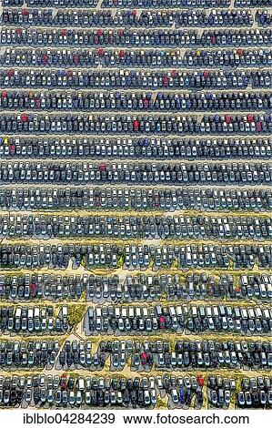 Stock Photo - Automobile import, car stockpile, sales, Zulpich, Rhineland, North Rhine-Westphalia, Germany, Europe. Fotosearch