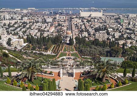 Bahai gardens, Mount Carmel, below Shrine of the Bab, tomb with cupola, UNESCO World Heritage Site, bay, Haifa District, Israel, Asia View Large Photo Image Stock Image - Bahai gardens, Mount Carmel, below Shrine of the Bab, tomb with cupola, UNESCO World Heritage Site, bay, Haifa District, Israel, Asia. Fotosearch