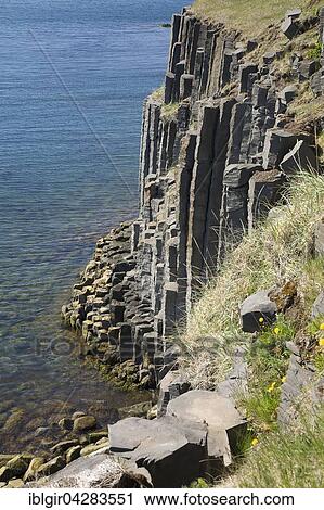 Stock Image - Basalt columns on coast, Hofsos, Iceland, Europe. Fotosearch