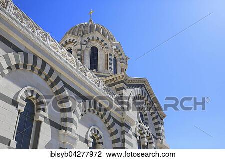 Stock Image - Basilica, Notre-Dame-De-La-Garde in Marseille, Provence-Alpes-Cote d'Azur, France, Europe. Fotosearch