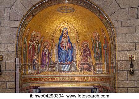 Basilica of the Dormition Abbey, side altar in the upper church, Benedictine abbey on Mount Zion, Jerusalem, Israel, Asia View Large Photo Image Picture - Basilica of the Dormition Abbey, side altar in the upper church, Benedictine abbey on Mount Zion, Jerusalem, Israel, Asia. Fotosearch