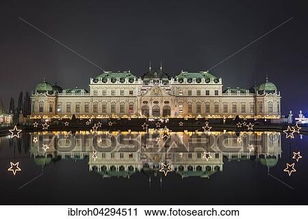 Belvedere Castle with Christmas lights at night, Vienna, Austria, Europe View Large Photo Image Stock Image - Belvedere Castle with Christmas lights at night, Vienna, Austria, Europe. Fotosearch