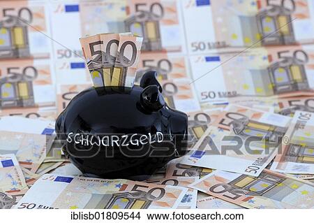 Black piggy bank with Schwarzgeld or dirty money and 50-euro notes View Large Photo Image Picture - Black piggy bank with Schwarzgeld or dirty money and 50-euro notes. Fotosearch