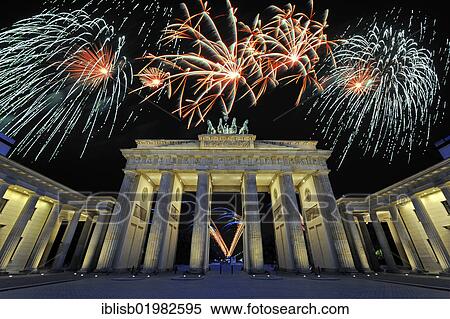 Brandenburg Gate with fireworks display, Berlin, Germany, Europe, composite, Europe View Large Photo Image Stock Photography - Brandenburg Gate with fireworks display, Berlin, Germany, Europe, composite, Europe. Fotosearch