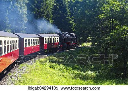 Stock Photography - Brockenbahn, Brocken Railway, on the way to Mount Brocken, Harz, Saxony-Anhalt, Germany, Europe. Fotosearch