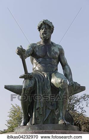 Bronze sculpture, Vulcan sitting on anvil, by Friedrich Coubillier, Industriebrunnen 1912, Dusseldorf, North Rhine-Westphalia, Germany, Europe View Large Photo Image Stock Image - Bronze sculpture, Vulcan sitting on anvil, by Friedrich Coubillier, Industriebrunnen 1912, Dusseldorf, North Rhine-Westphalia, Germany, Europe. Fotosearch